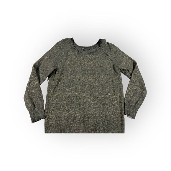 Vince Womens Pullover Oversized Crew Neck Gold Glitter Sweater Gray Cashmere S - Picture 2 of 10